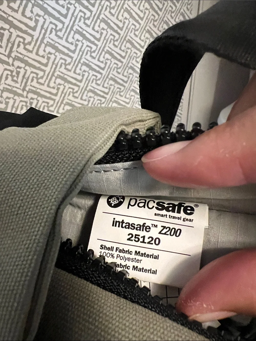 Pacsafe Taupe Instasafe Z200 Messenger Crossbody Bag with Black Strap